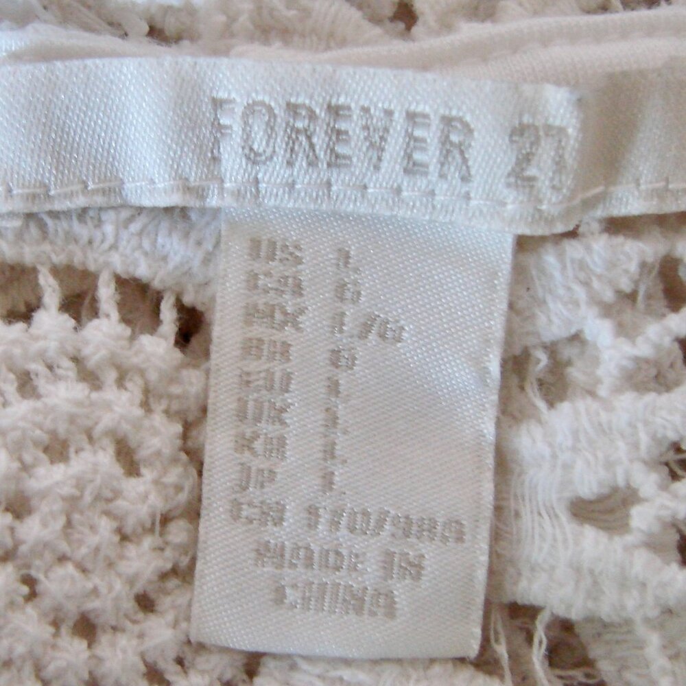 Forever 21 White Floral Crochet Lace Bathing Suit Bikini Cover Up Daisy Medium - Picture 4 of 14